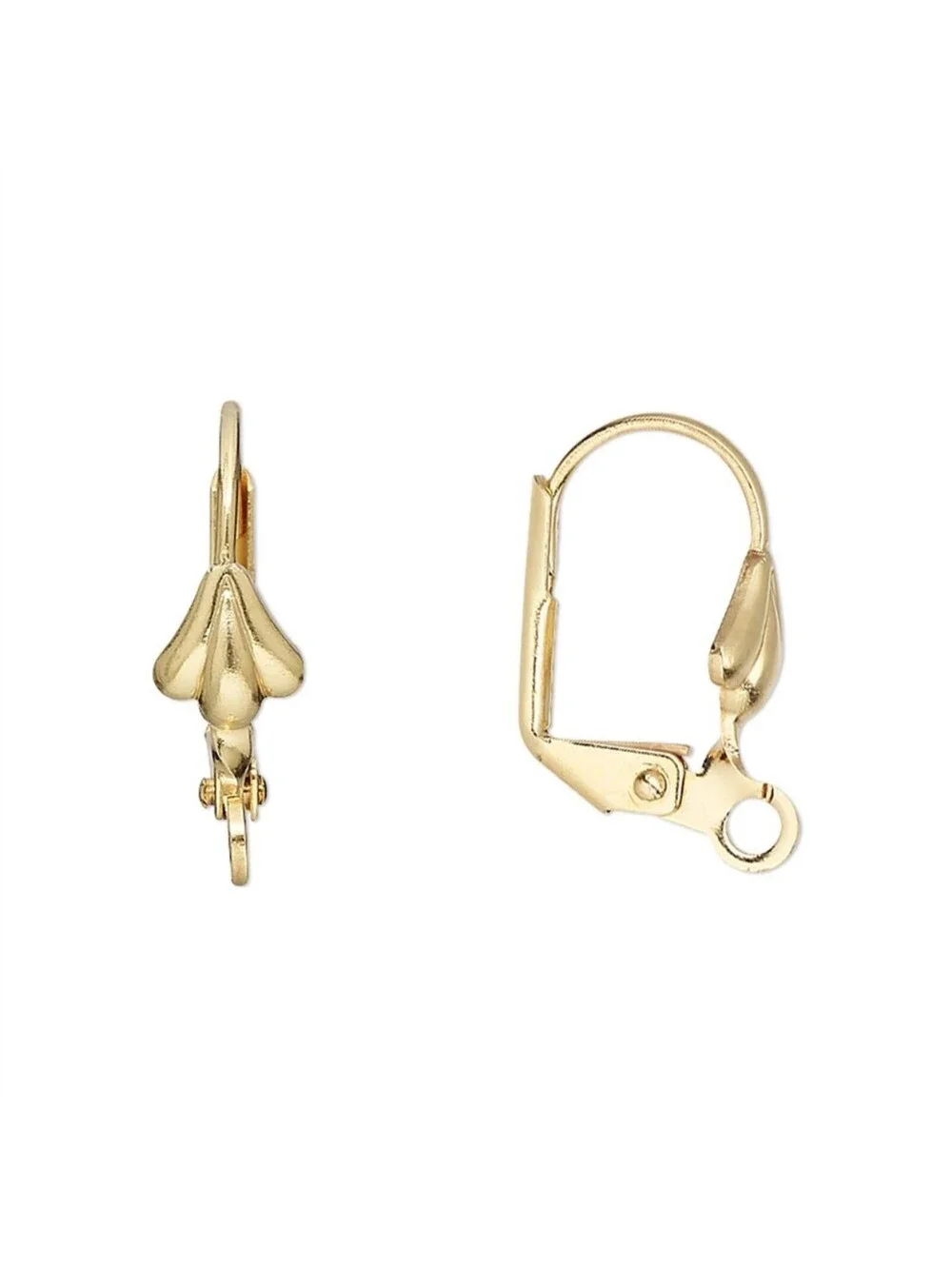 Gold 14K Plated Shell Leverback Loop Ear Hooks Earring Findings 10 pcs